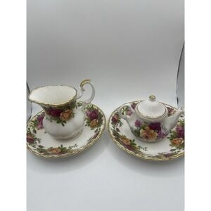 Royal Albert Old Country Roses Fine Bone China Creamer With 2 Plates
